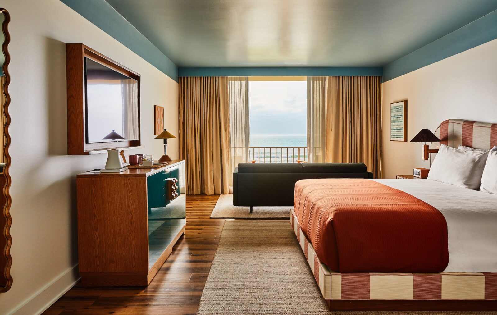a guest room at a beach resort