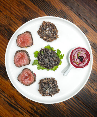 Plated Coriander Cured Venison Loin