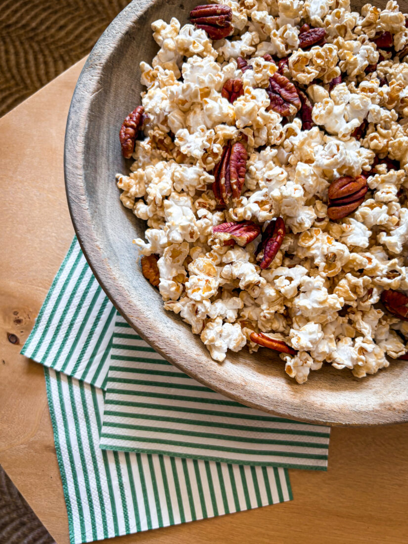 Pecan popcorn in a bowl