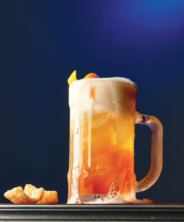 A pitcher of an orange drink