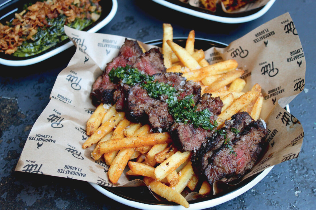 Steak frites with chimichurri.