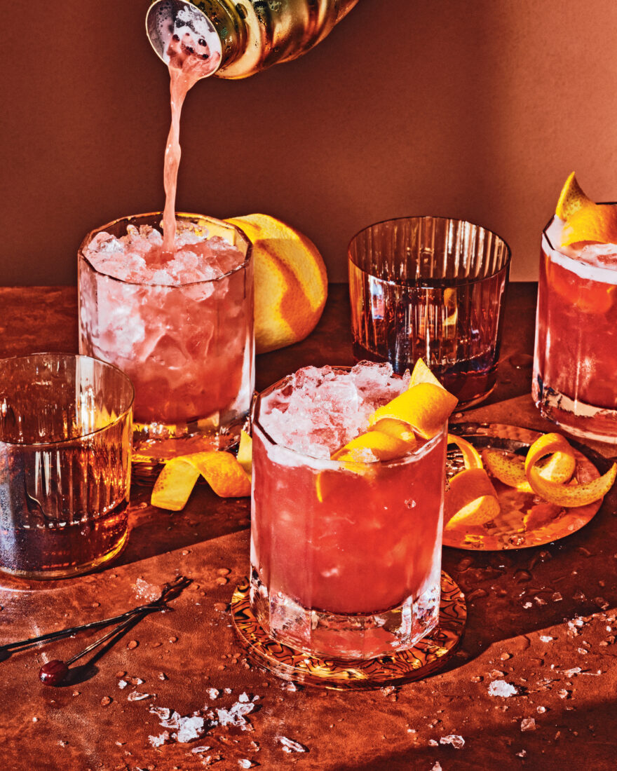 Red cocktails on a red table