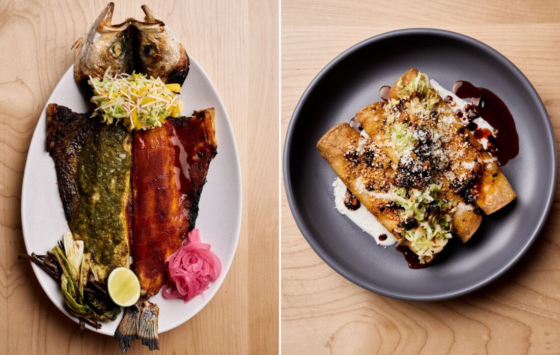 pescado a la talla and flautas de papas