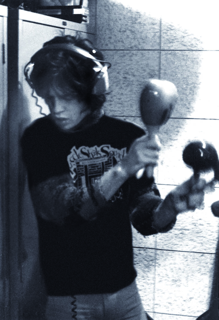 Mick Jagger in a recording studio