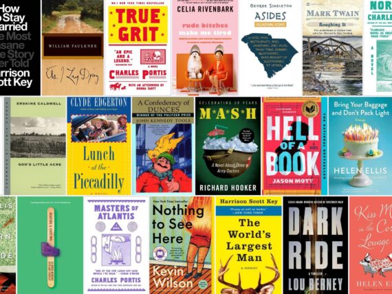 A collage of many book titles, broken into three rows